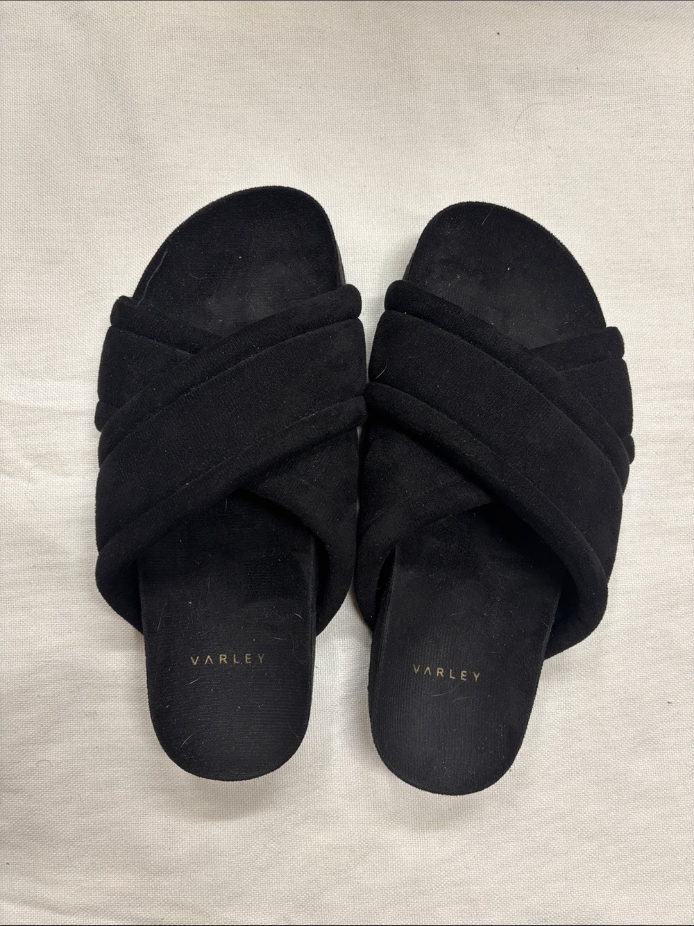 Varley Black Ronley Quilted Slides